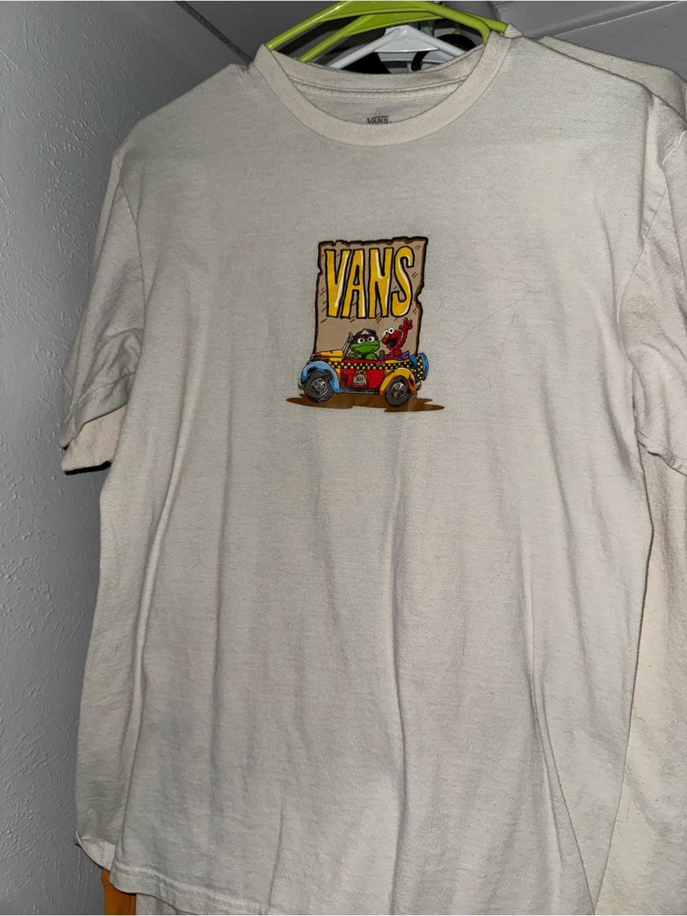 Vans Cream Short-Sleeve Tee with Colorful Cartoon Logo